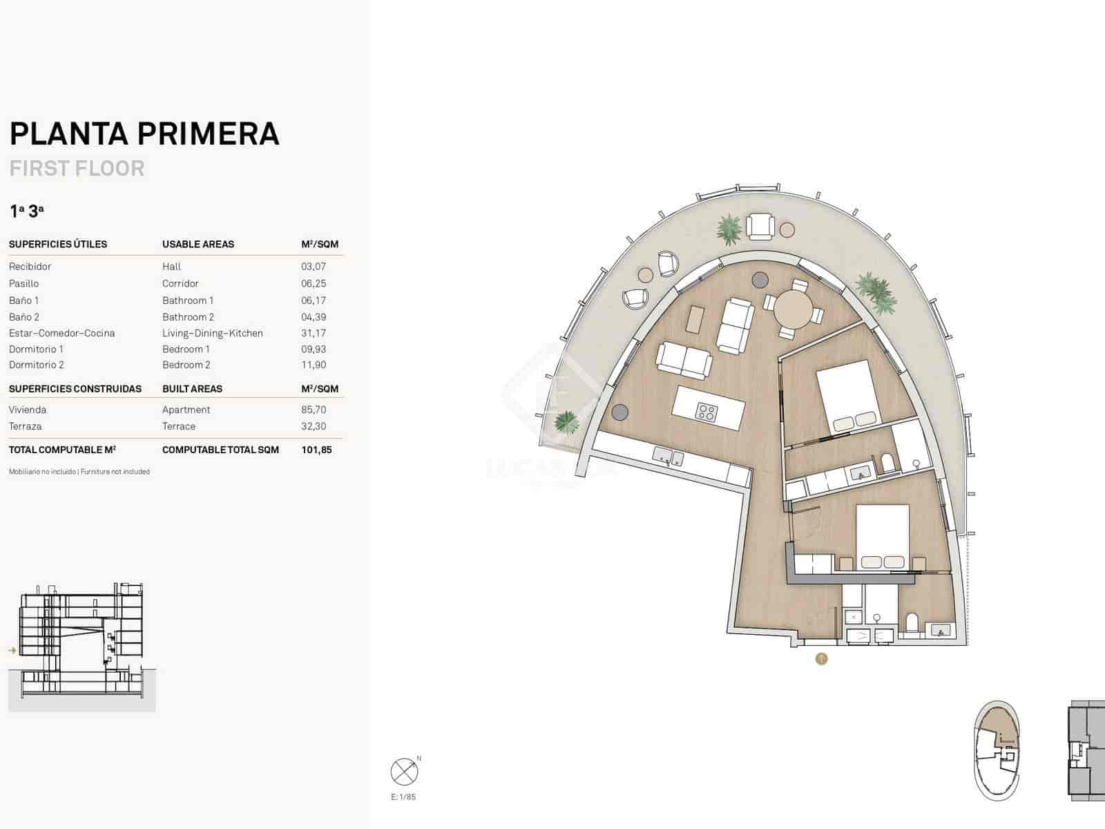 2 soverom Leilighet til salgs i Barcelona by med svømmebasseng garasje - € 900 000 (Ref: 9026983)