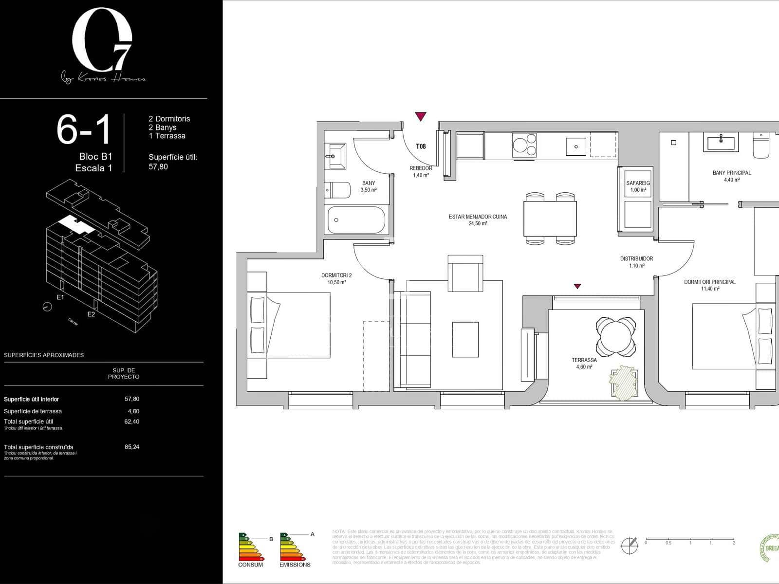 2 sovrum Lägenhet till salu i Barcelona stad med pool garage - 545 000 € (Ref: 9115543)