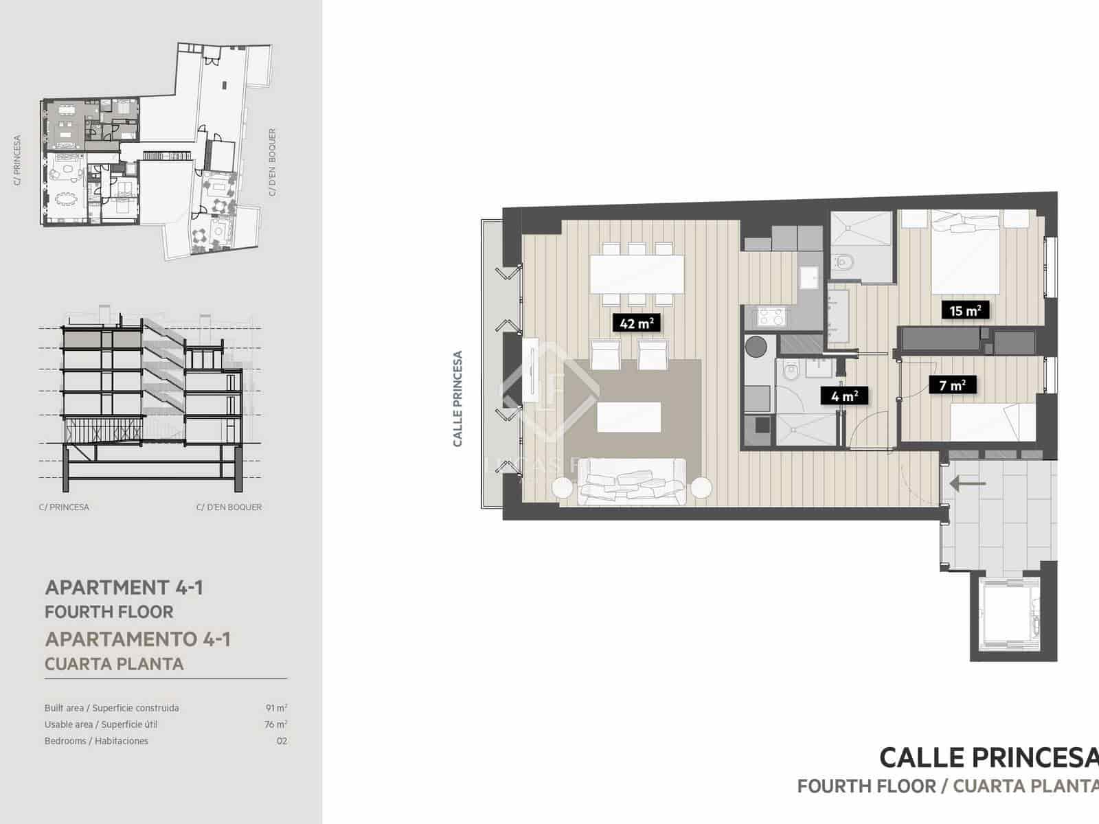 2 chambre Appartement à vendre à Barcelone ville avec garage - 830 000 € (Ref: 9118085)