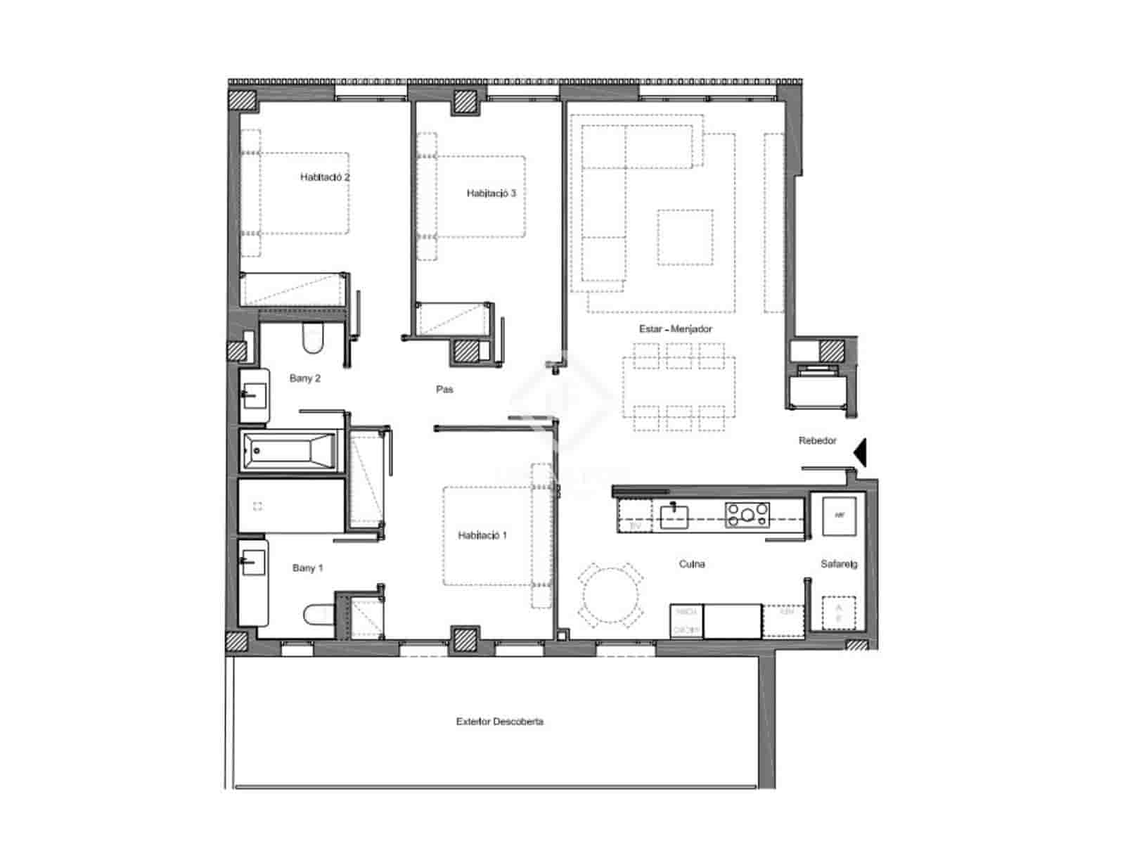3 soveværelse Lejlighed til leje i Barcelona by med swimmingpool garage - € 4.500 (Ref: 9160518)