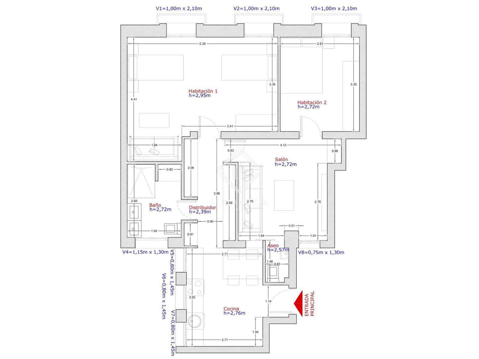 2 soveværelse Lejlighed til salg i Madrid by - € 760.000 (Ref: 9164300)