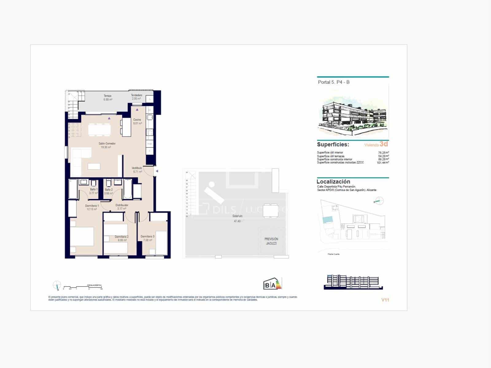 3 bedroom Penthouse for sale in Alicante / Alacant city with pool garage - € 454,000 (Ref: 9503017)