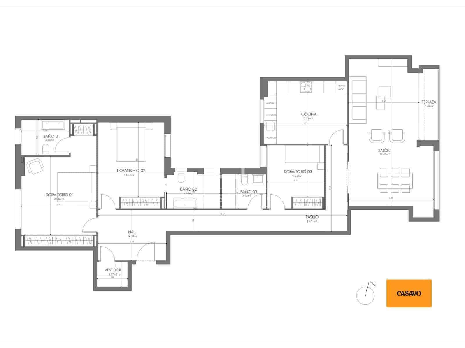 3 Zimmer Apartment zu vermieten in Malaga Stadt - 3.150 € (Ref: 9506418)