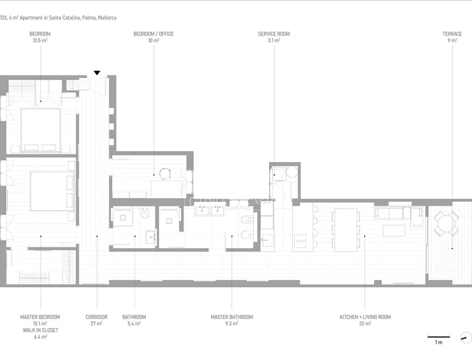 3 soveværelse Lejlighed til salg i Palma de Mallorca - € 695.000 (Ref: 9635063)