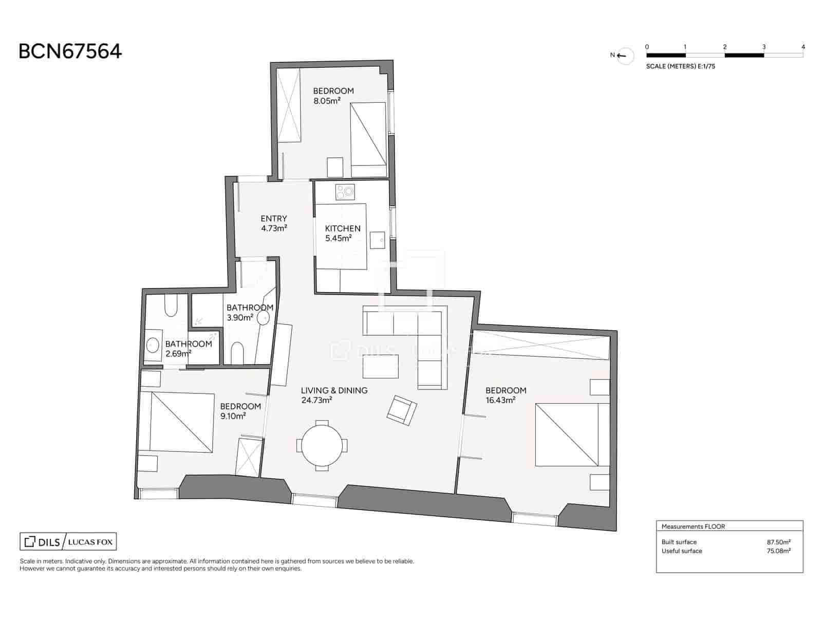 3 makuuhuone Huoneisto myytävänä paikassa Barcelona kaupunki - 545 000 € (Ref: 9697751)