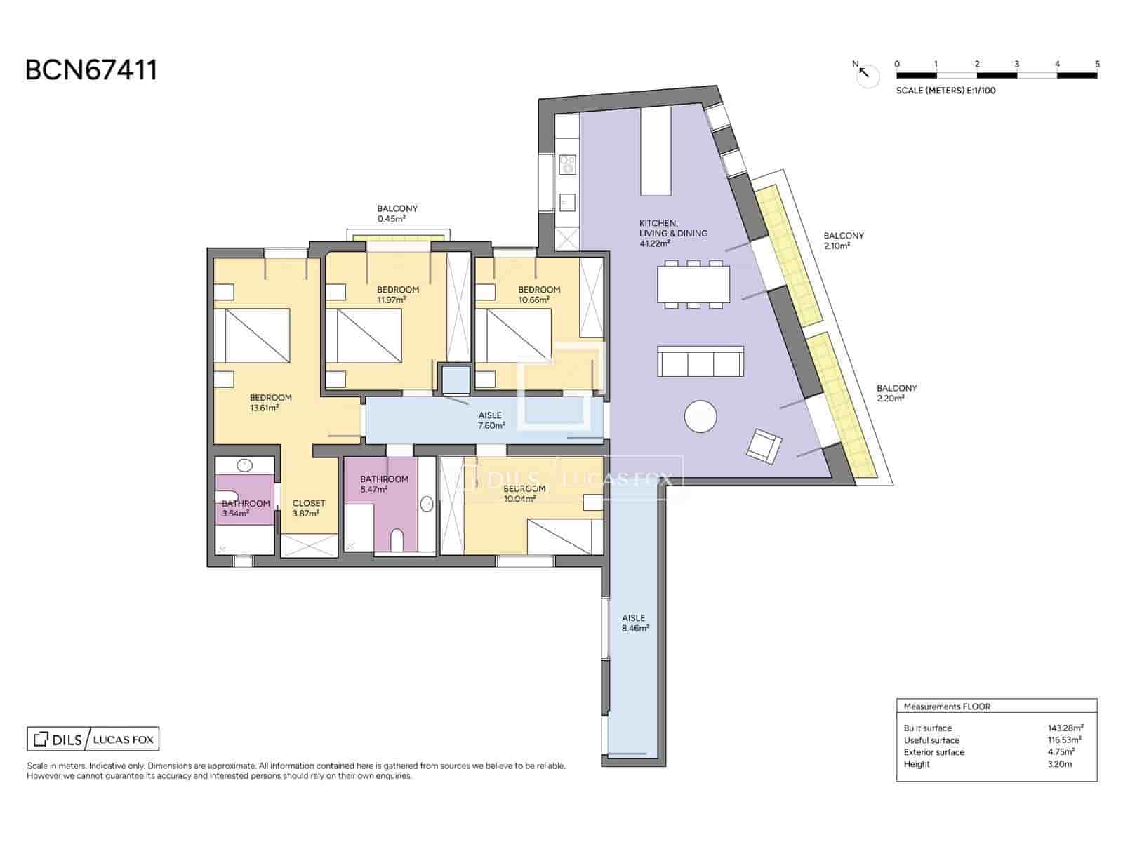 Apartamento de 4 habitaciones en Barcelona ciudad en venta - 1.050.000 € (Ref: 9697823)