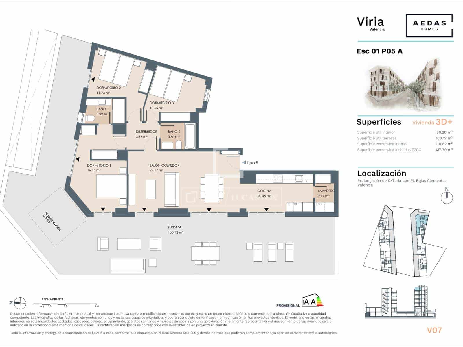 3 quarto Penthouse para venda em Valencia cidade com piscina garagem - 1 150 000 € (Ref: 9838374)