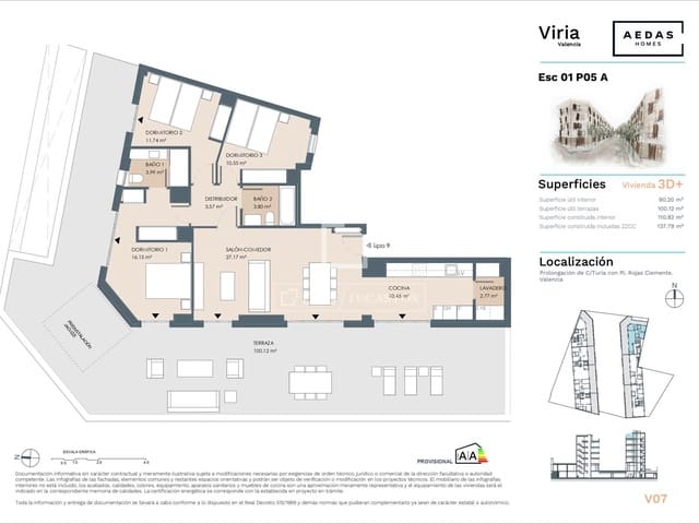 3 camera da letto Attico in vendita in Valencia città con piscina garage - 1.150.000 € (Rif: 9838374)