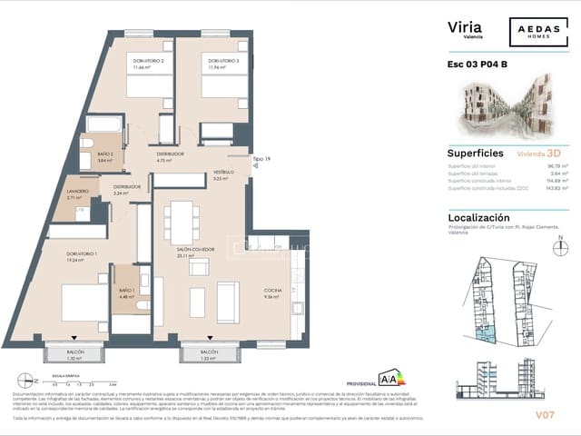 3 soverom Leilighet til salgs i Valencia by med svømmebasseng garasje - € 780 000 (Ref: 9838375)