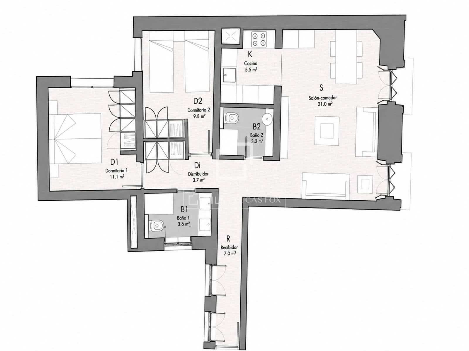 2 sovrum Lägenhet att hyra i Madrid stad - 3 300 € (Ref: 9848395)