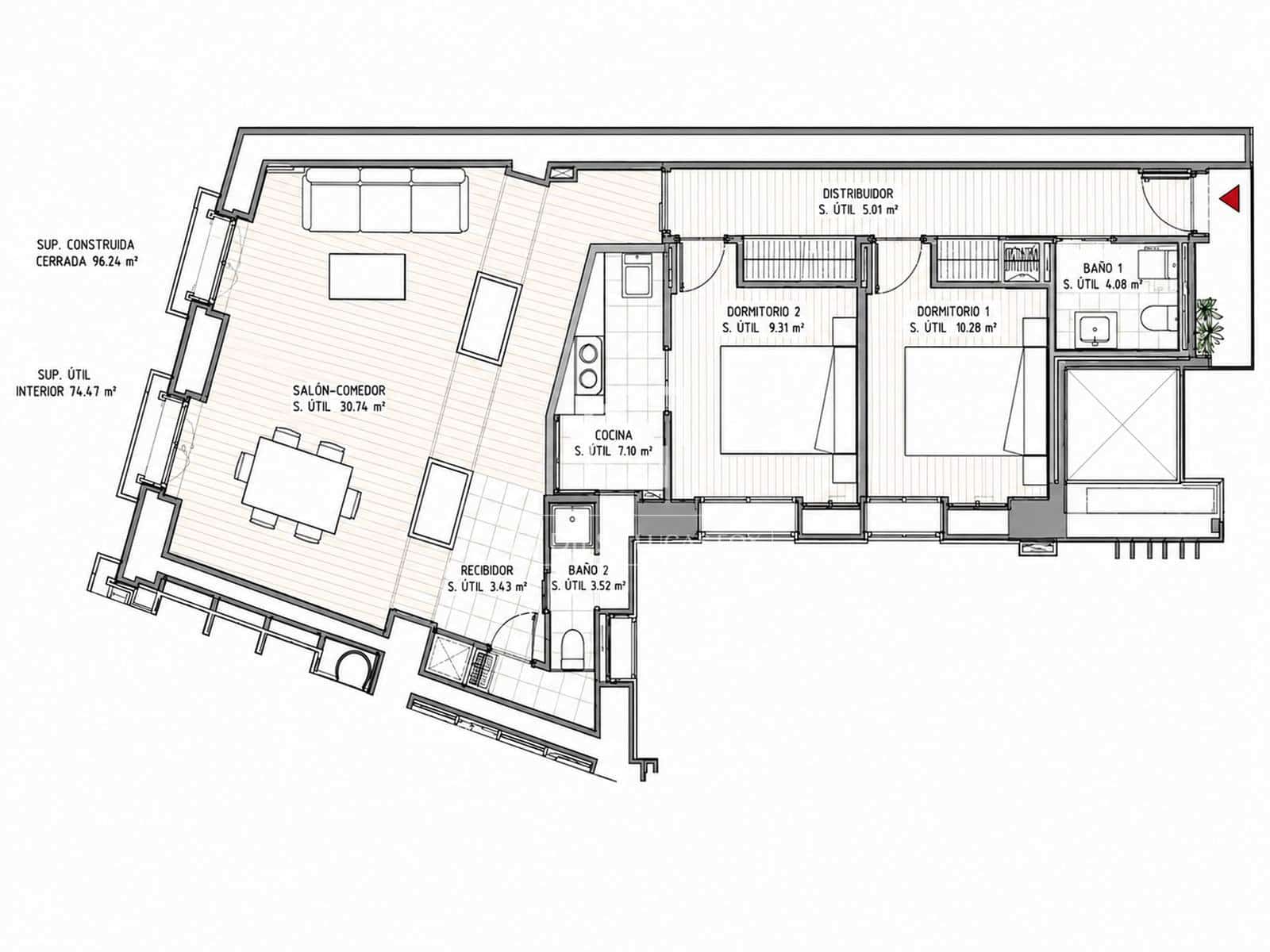 2 slaapkamer Appartement te huur in Madrid stad - € 3.000 (Ref: 9854497)
