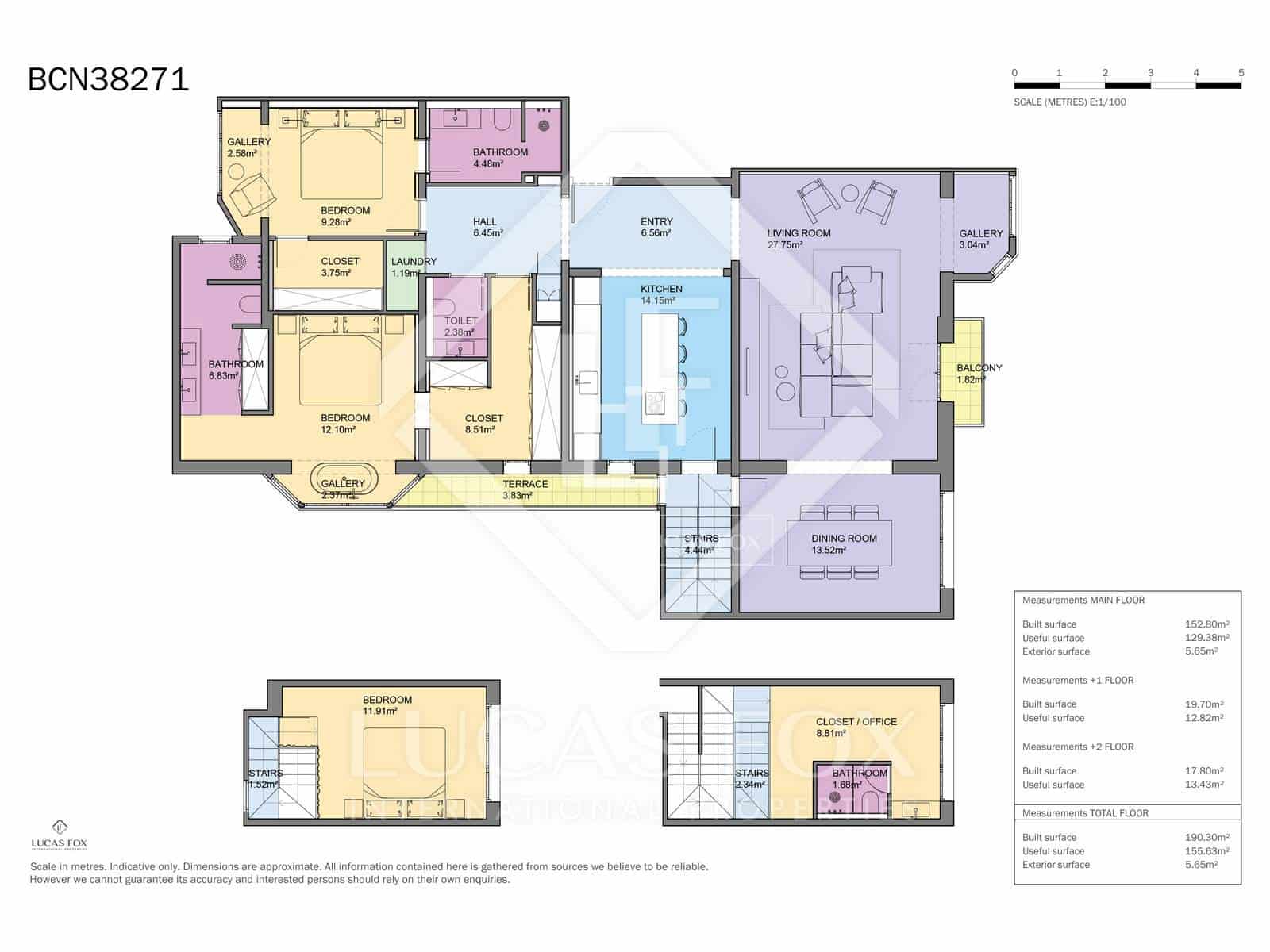3 Zimmer Apartment zu vermieten in Barcelona Stadt - 6.500 € (Ref: 9874373)