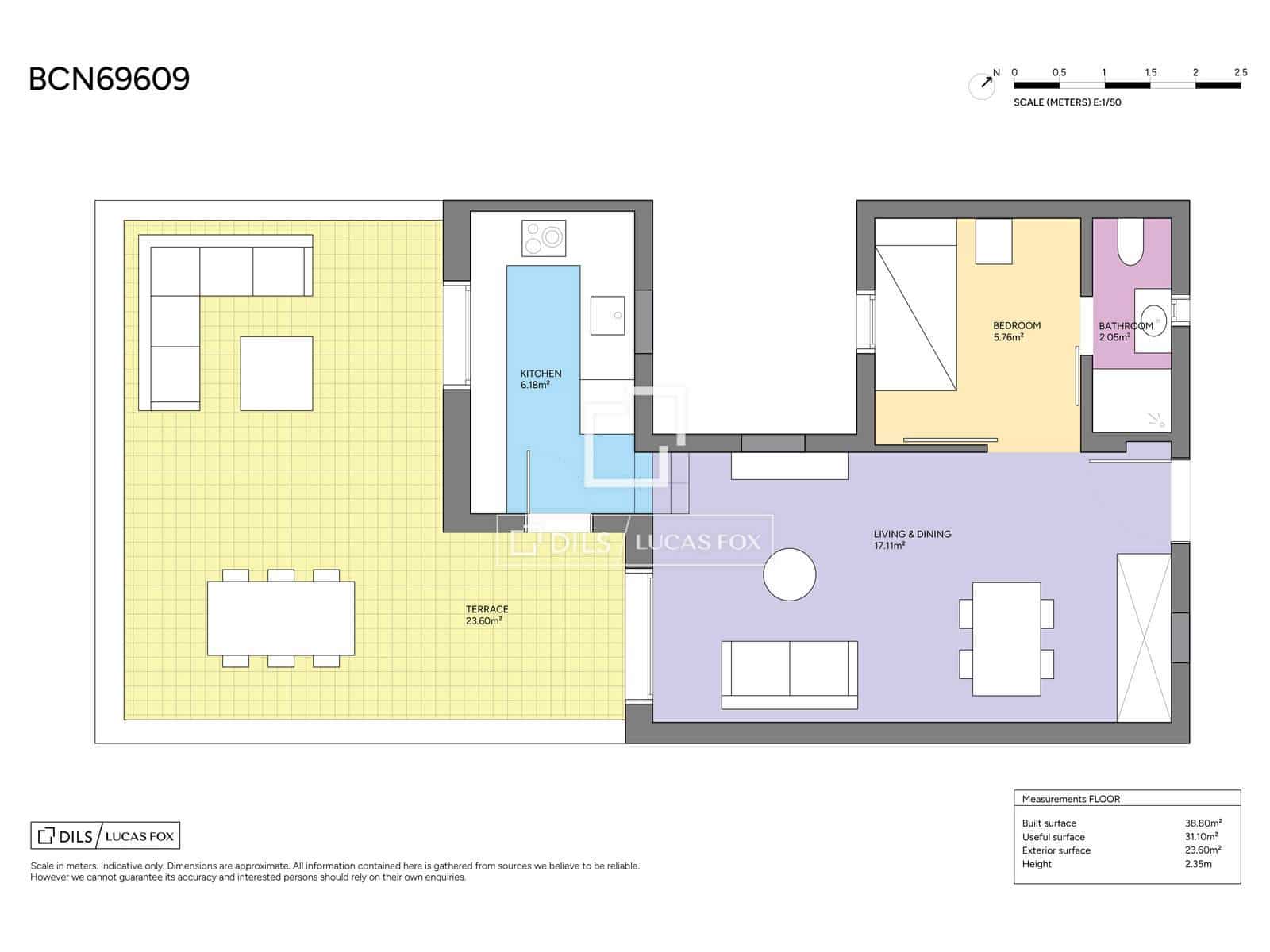1 quarto Penthouse para venda em Barcelona cidade - 495 000 € (Ref: 9911934)