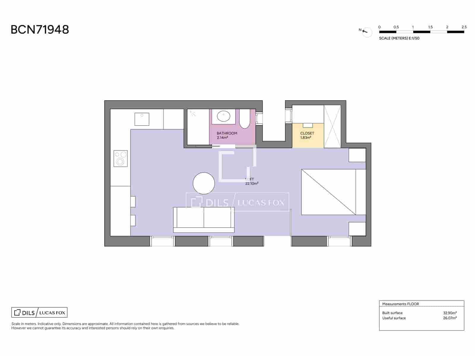 1 sovrum Lägenhet till salu i Barcelona stad - 245 000 € (Ref: 9991805)