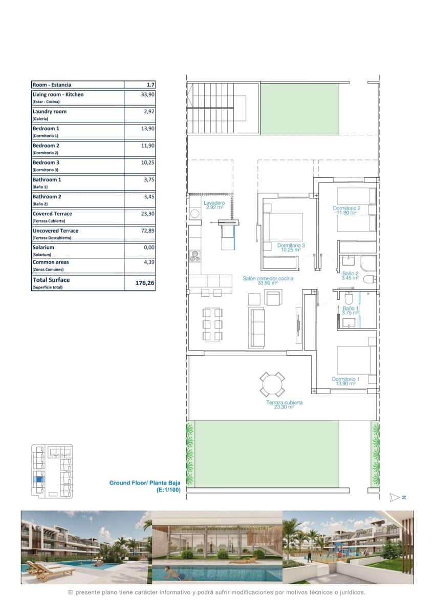 3 soverom Leilighet til salgs i El Mojon med svømmebasseng garasje - € 409 000 (Ref: 9104737)