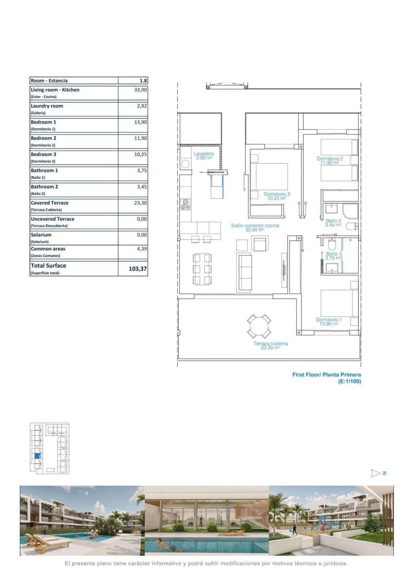 3 soverom Leilighet til salgs i El Mojon med svømmebasseng garasje - € 409 000 (Ref: 9104737)