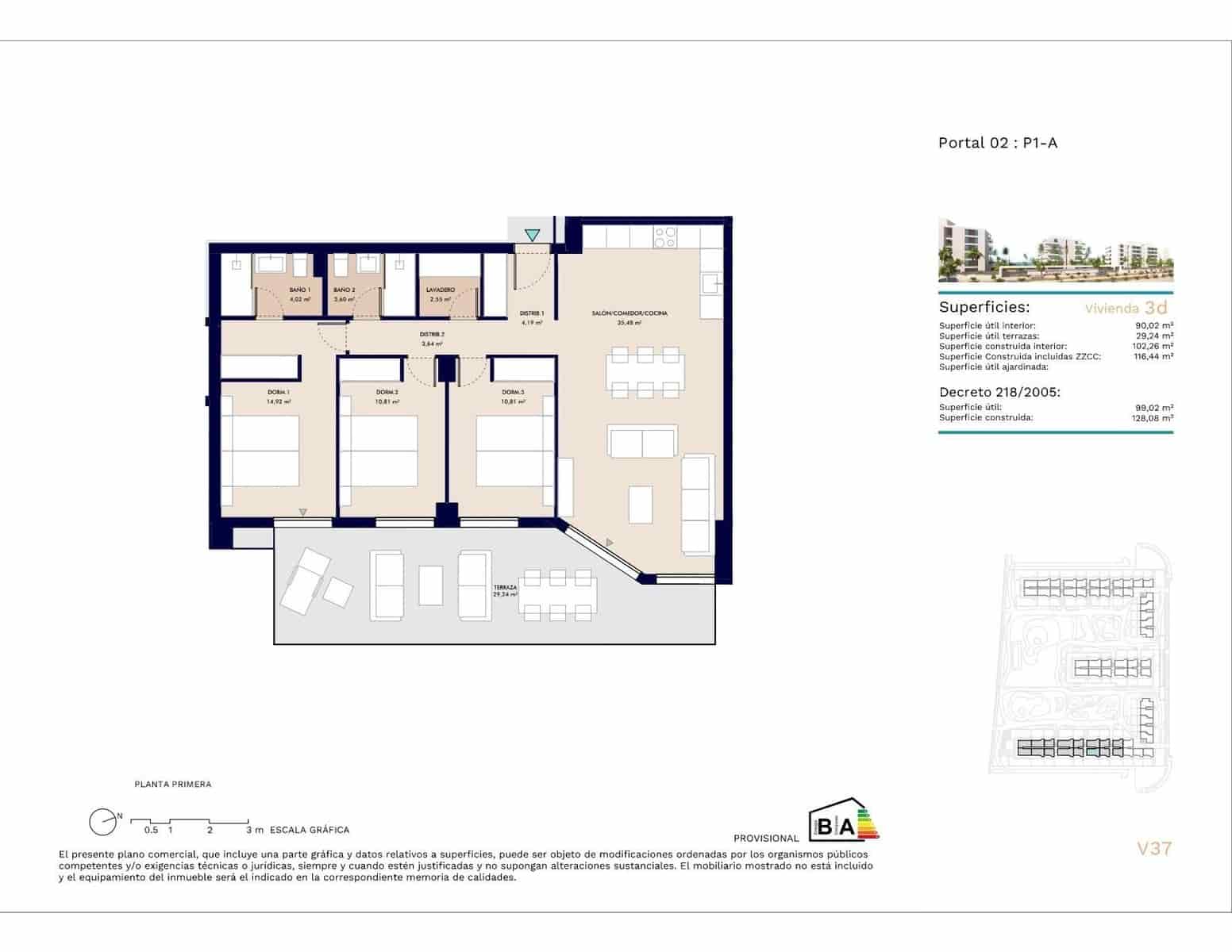 3 soveværelse Lejlighed til salg i Almerimar med swimmingpool garage - € 377.300 (Ref: 9107164)