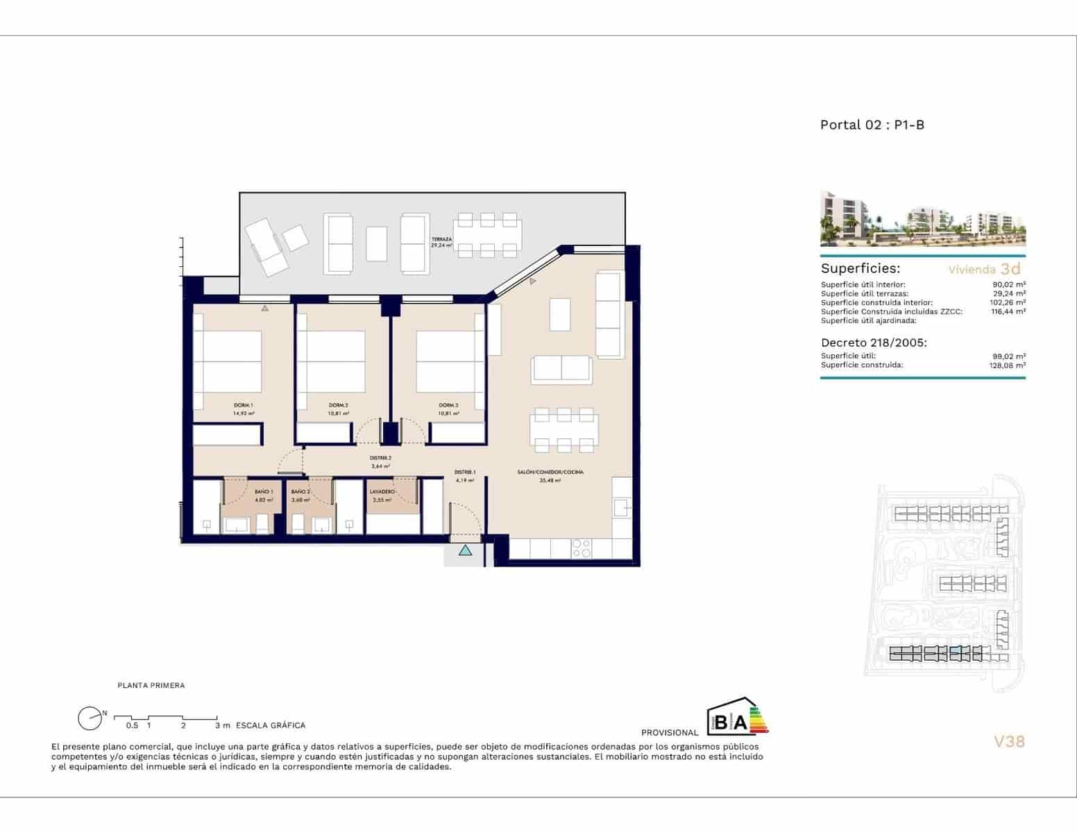 3 soveværelse Lejlighed til salg i Almerimar med swimmingpool garage - € 377.300 (Ref: 9107164)