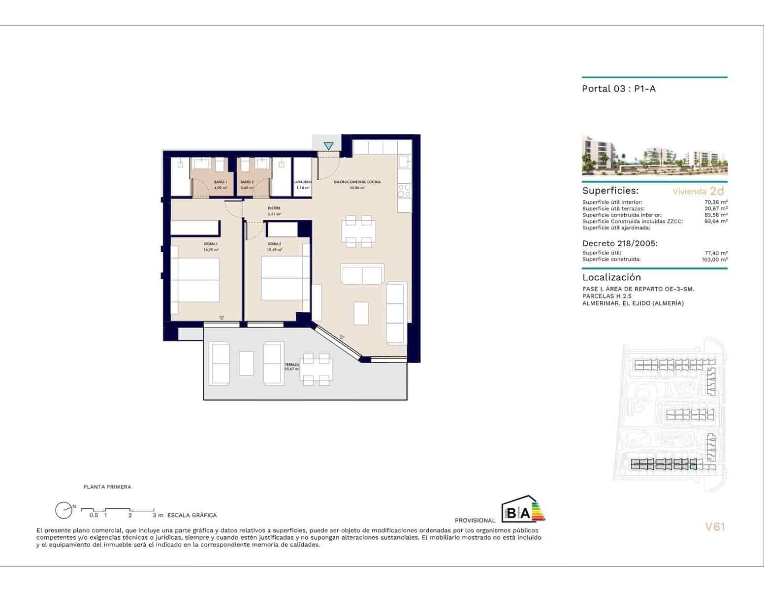 2 soveværelse Lejlighed til salg i Almerimar med swimmingpool garage - € 280.500 (Ref: 9129831)