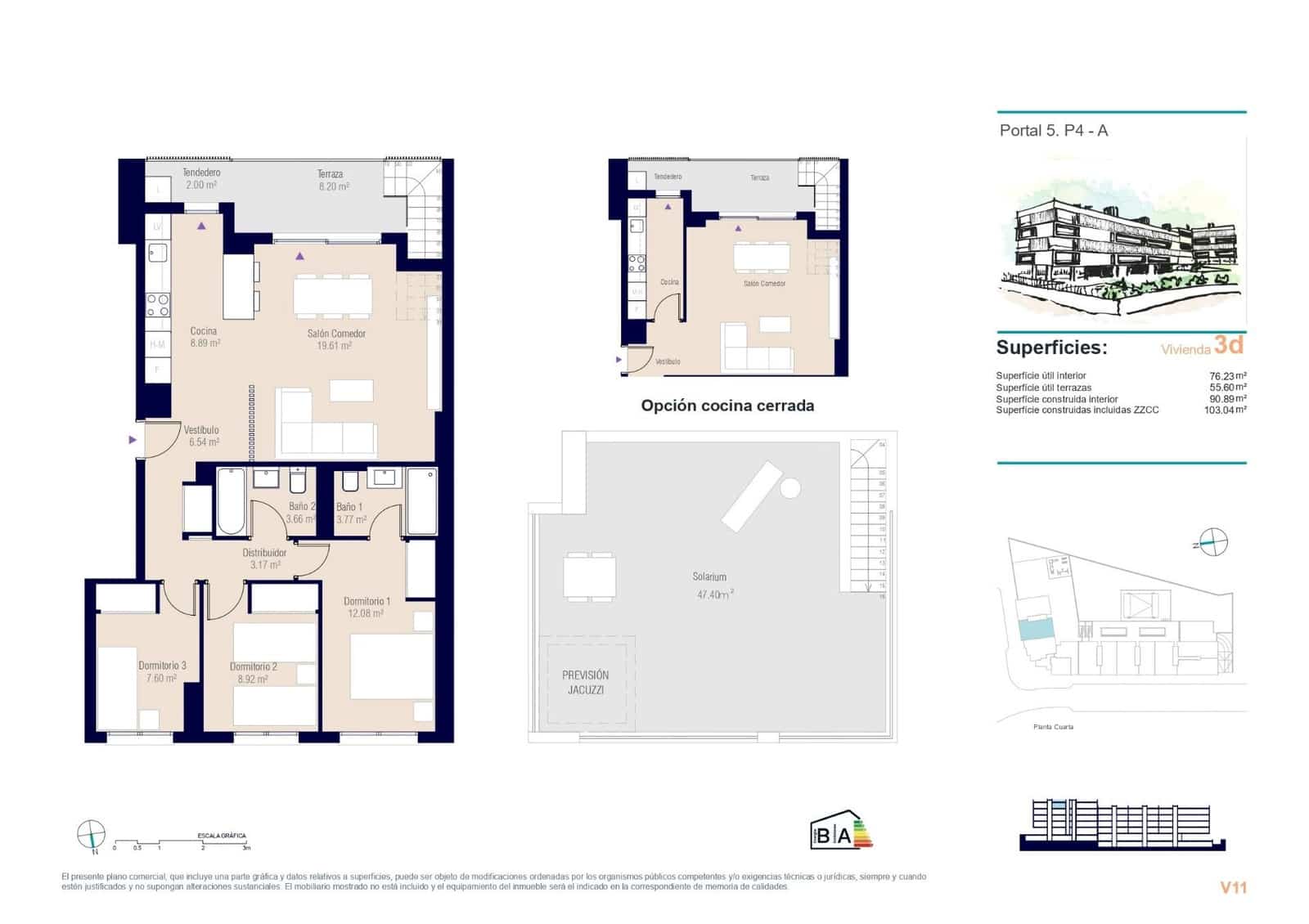 3 soverom Penthouse til salgs i Alicante by med svømmebasseng garasje - € 434 145 (Ref: 9294955)