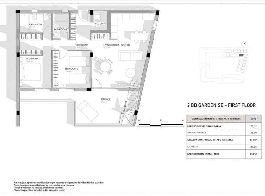 2 chambre Bungalow à vendre à La Veleta avec piscine garage - 380 000 € (Ref: 10012136)