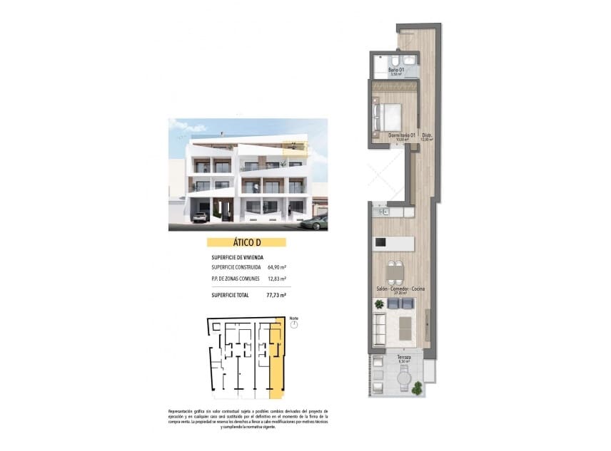 2 bedroom Penthouse for sale in Torrevieja with pool garage - € 350,000 (Ref: 10012345)