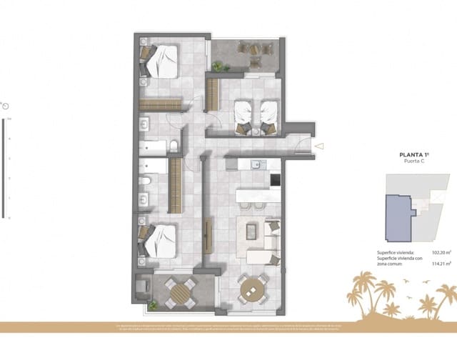 3 sypialnia Apartament na sprzedaż w Zona Pueblo, Guardamar del Segura z basenem garażem - 399 500 € (Ref: 10062951)