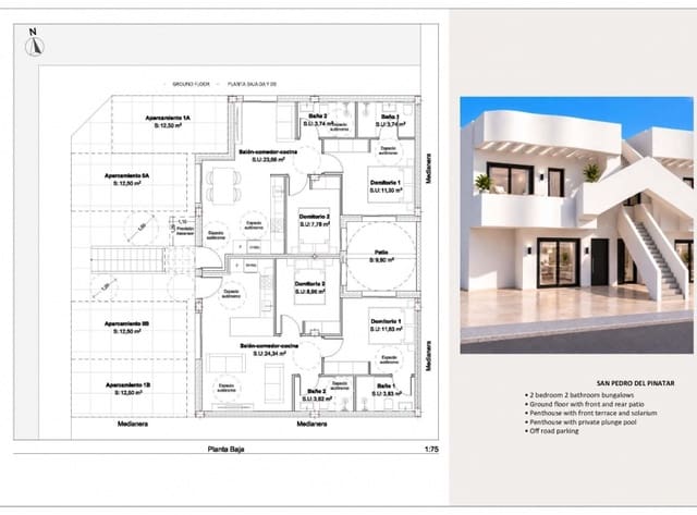 2 sovrum Bungalow till salu i Los Cuarteros, San Pedro del Pinatar med pool garage - 279 950 € (Ref: 10116067)