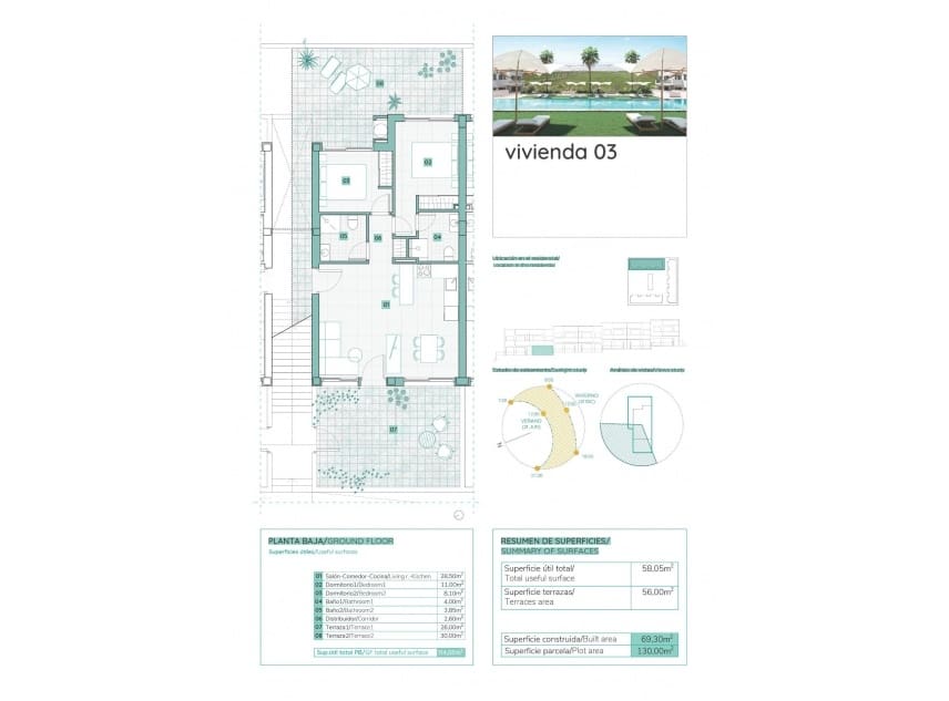 2 soveværelse Bungalow til salg i Los Balcones med swimmingpool - € 299.900 (Ref: 9087274)