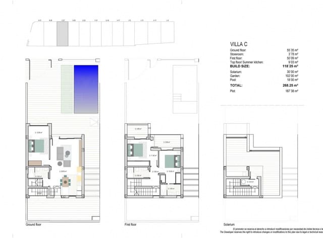 3 quarto Moradia para venda em Los Narejos, Los Alcázares com piscina - 659 000 € (Ref: 9111394)