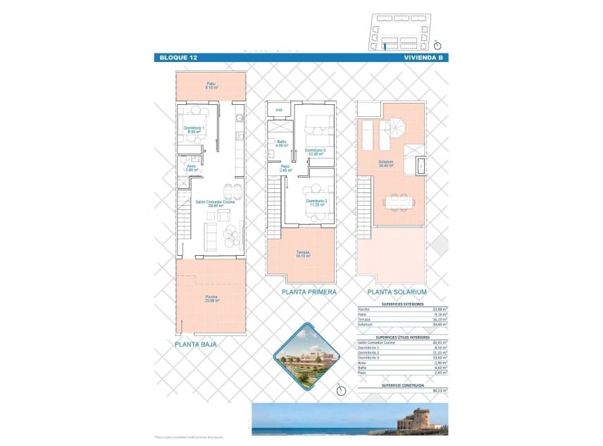 3 bedroom Townhouse for sale in Pilar de la Horadada with pool - € 309,900 (Ref: 9111403)