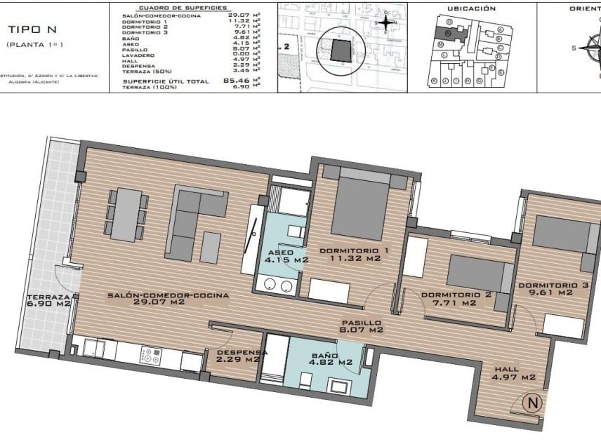 3 soveværelse Lejlighed til salg i Algorfa med swimmingpool - € 206.000 (Ref: 9150558)
