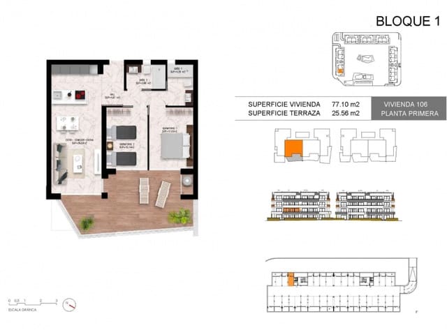 2 Zimmer Apartment zu verkaufen in El Chaparral - La Siesta - La Torreta, Torrevieja mit Pool Garage - 274.000 € (Ref: 9263540)