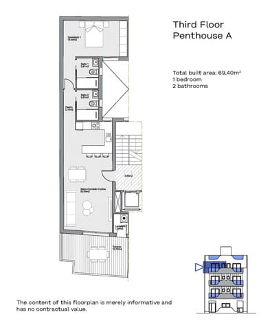 1 sypialnia Penthouse na sprzedaż w Centro - Muelle Pesquero, Torrevieja - 272 000 € (Ref: 10036063)