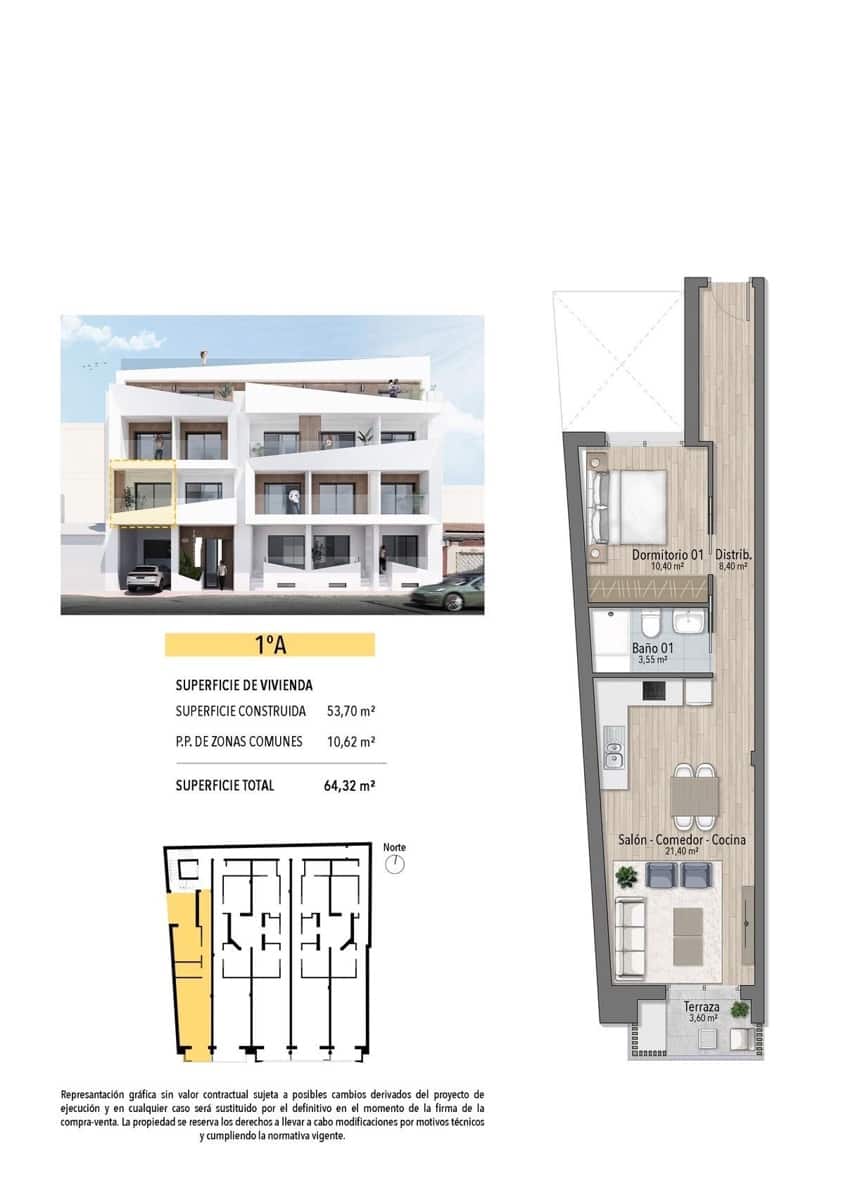 1 soveværelse Lejlighed til salg i Torrevieja - € 239.000 (Ref: 10036089)