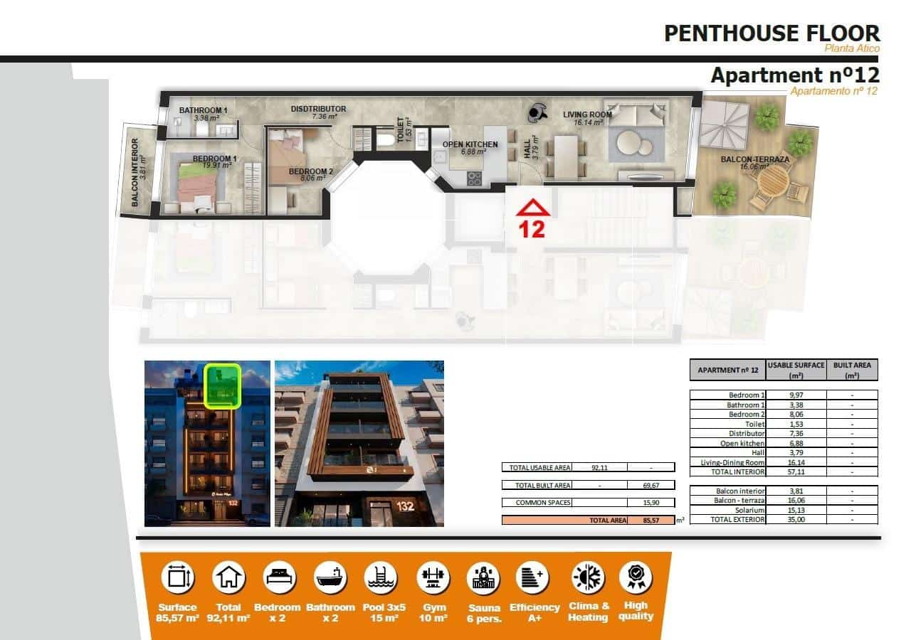 2 soverom Penthouse til salgs i Torrevieja - € 395 500 (Ref: 10036120)