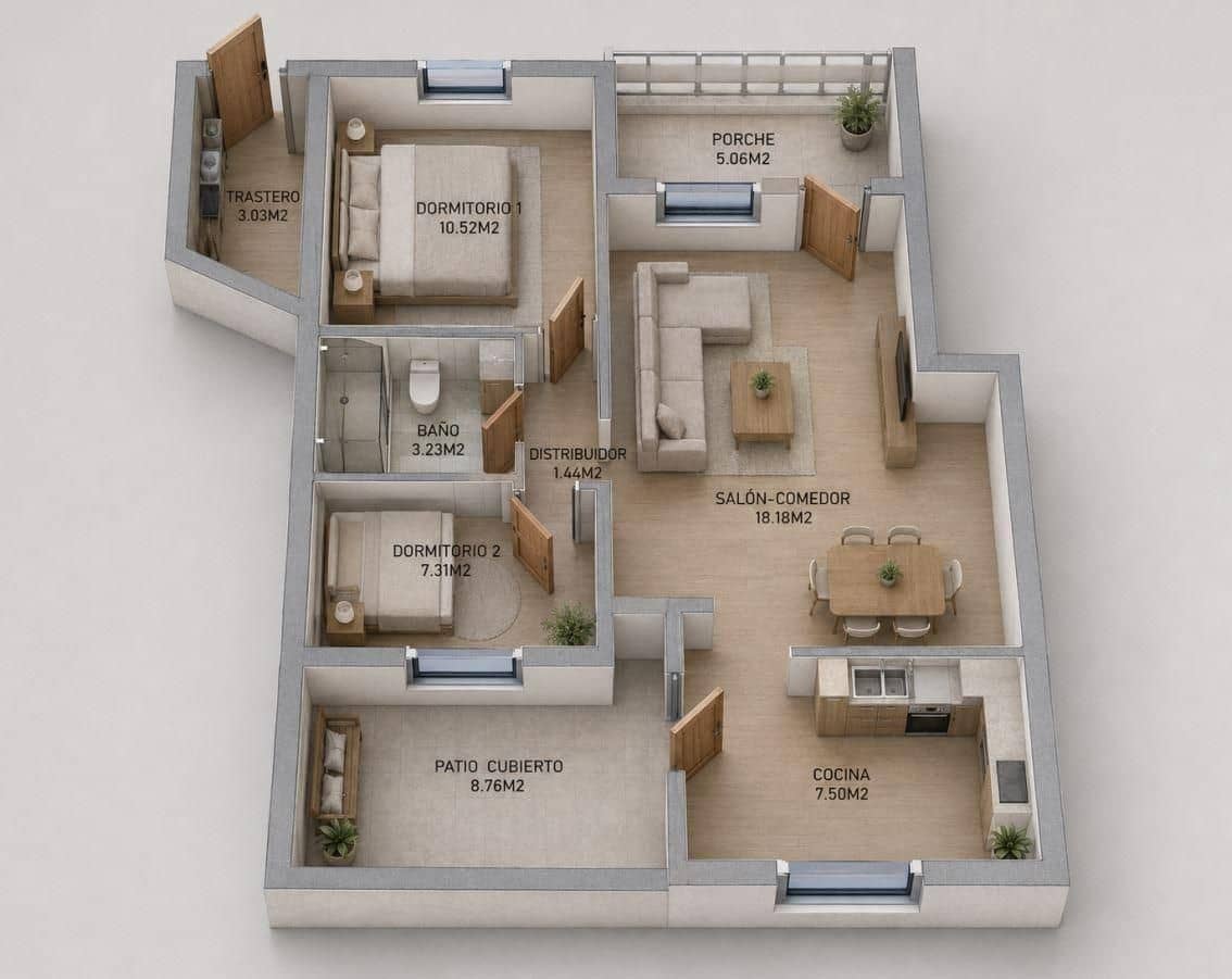 2 quarto Moradia para venda em Aguas Nuevas com piscina - 219 000 € (Ref: 9866002)