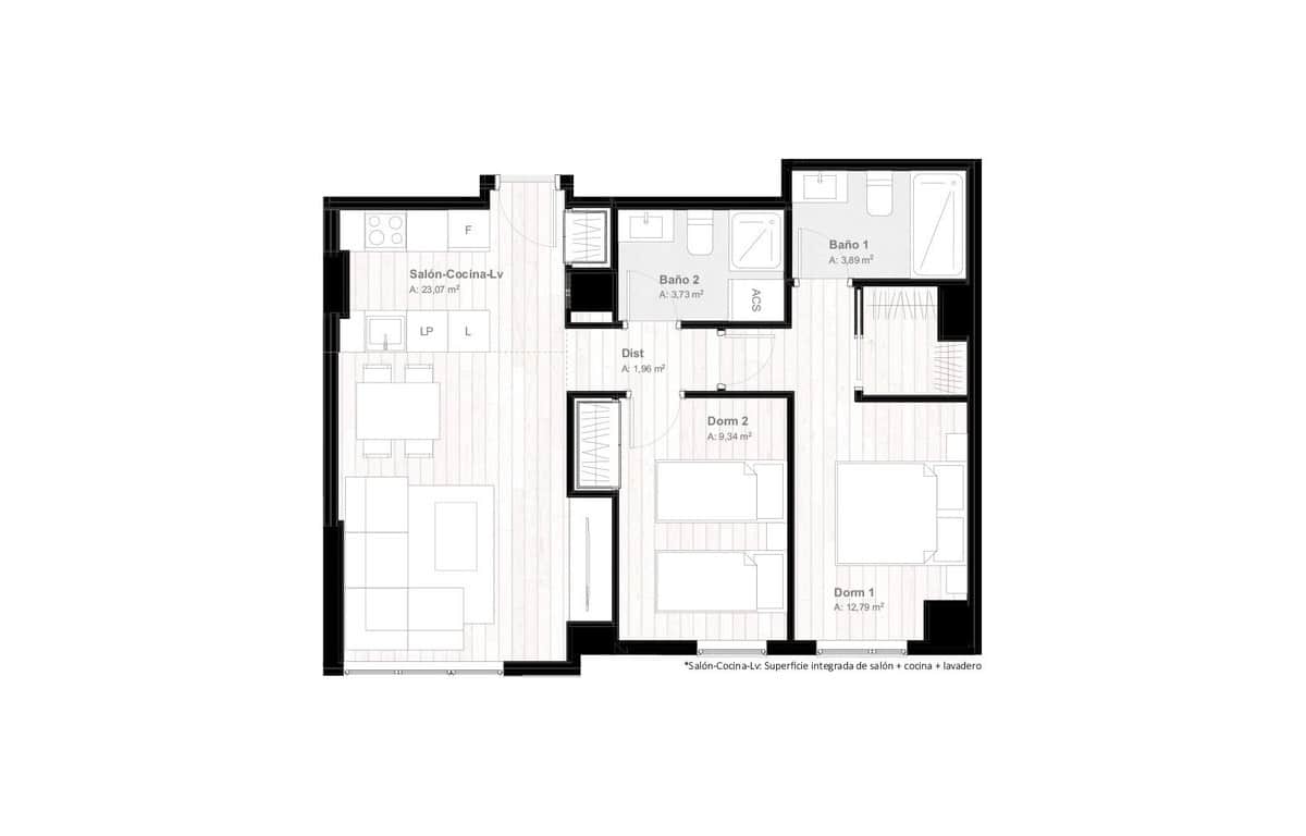 2 soverom Leilighet til salgs i Malaga by med svømmebasseng garasje - € 376 000 (Ref: 6969603)