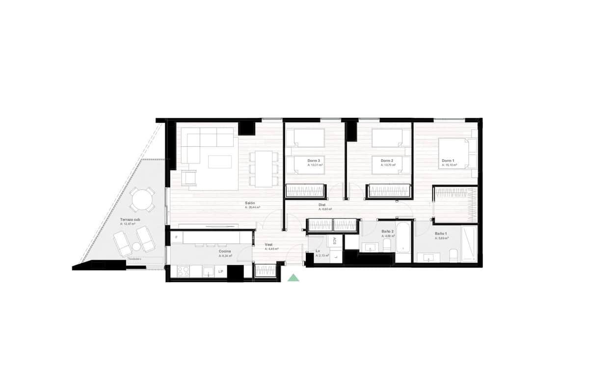 2 soverom Leilighet til salgs i Malaga by med svømmebasseng garasje - € 376 000 (Ref: 6969603)