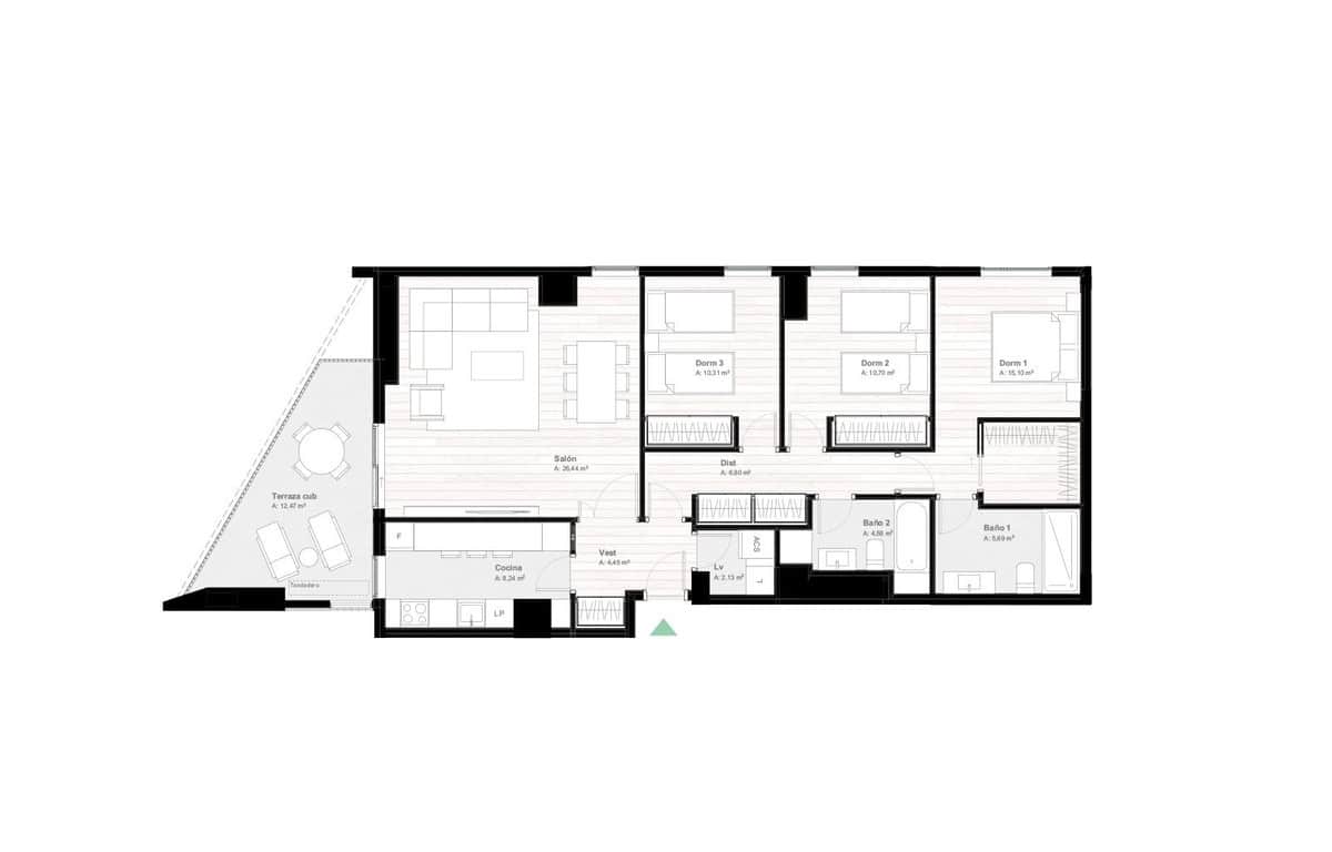 2 bedroom Apartment for sale in Malaga city with pool garage - € 373,000 (Ref: 6969603)