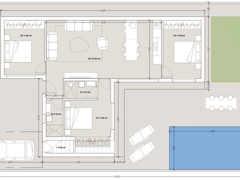 3 chambre Villa/Maison à vendre à Roldan avec piscine - 389 950 € (Ref: 10038385)