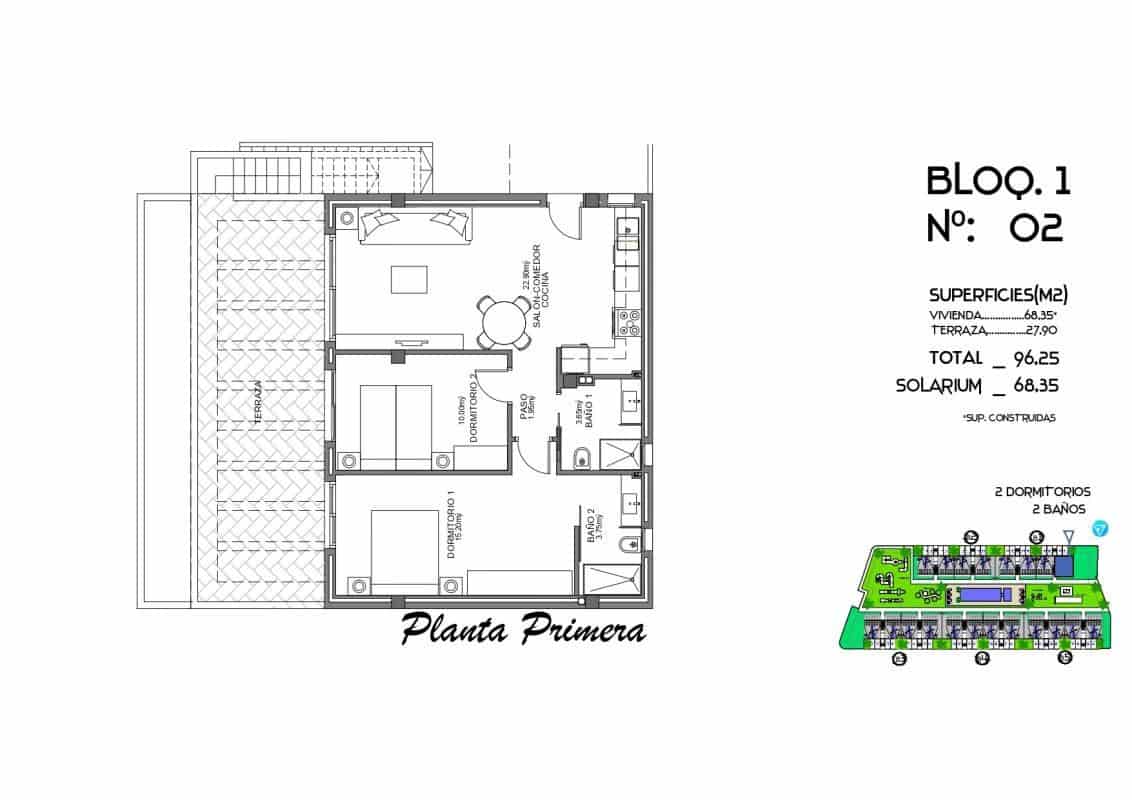 2 slaapkamer Bungalow te koop in Algorfa met zwembad - € 277.000 (Ref: 9781053)