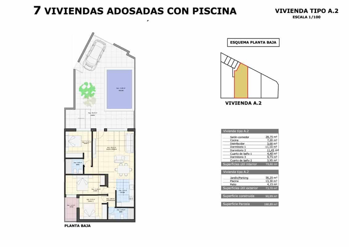 Bungalow de 2 habitaciones en Pilar de la Horadada en venta con piscina garaje - 329.900 € (Ref: 9995137)