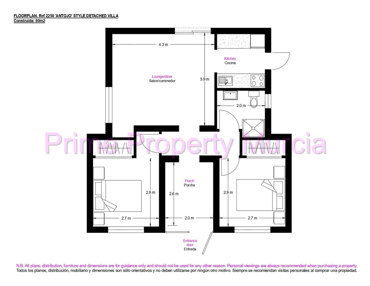 2 chambre Villa/Maison à vendre à Mazarron avec piscine garage - 235 000 € (Ref: 10044154)