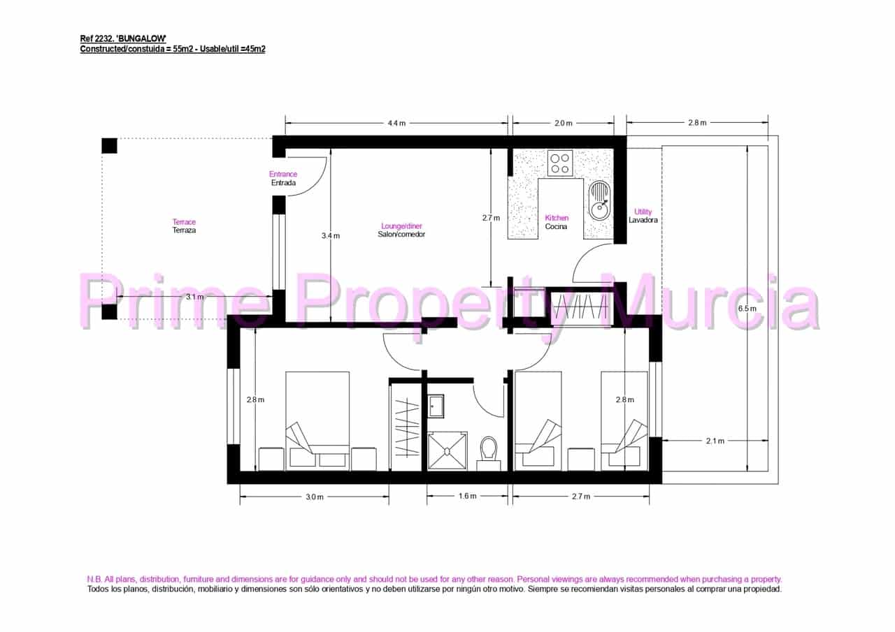 2 bedroom Semi-detached Villa for sale in Mazarron with garage - € 149,000 (Ref: 9829914)