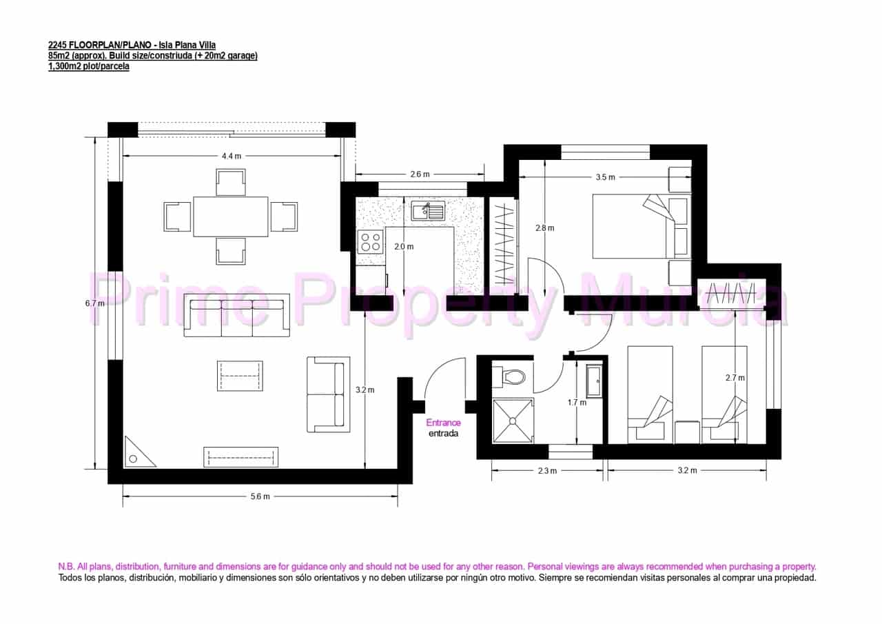 2 chambre Villa/Maison à vendre à Isla Plana avec piscine garage - 379 000 € (Ref: 9948603)