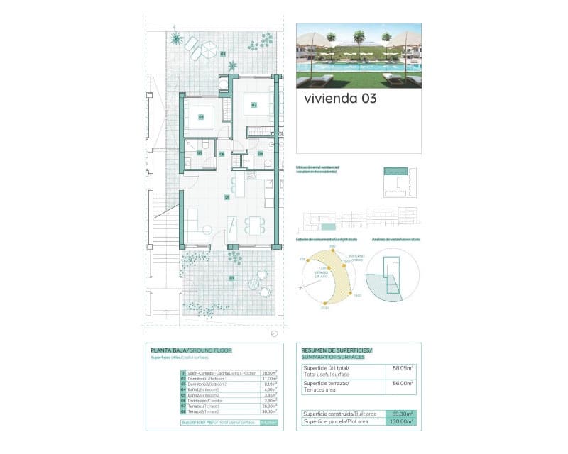 2 soveværelse Bungalow til salg i Los Balcones med swimmingpool - € 299.900 (Ref: 8092608)