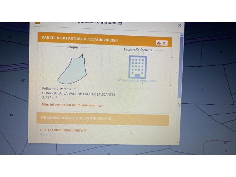 Rakentamaton maa myytävänä paikassa Parcent - 70 000 € (Ref: 9552336)