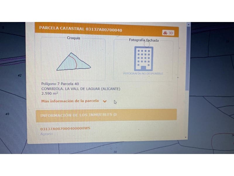 Rakentamaton maa myytävänä paikassa Parcent - 70 000 € (Ref: 9552336)