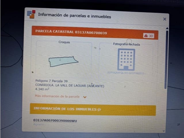 Ubebygd land til salgs i Parcent - € 70 000 (Ref: 9552336)